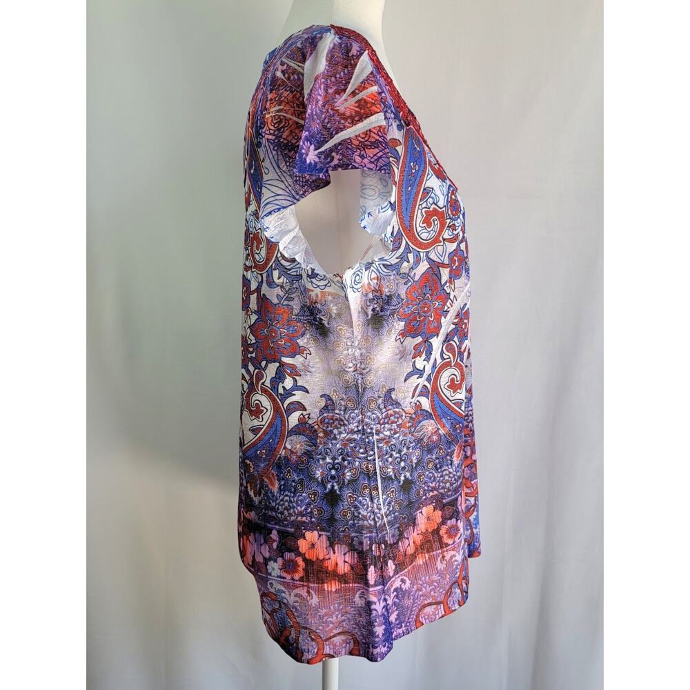 APT. 9 Patriotic Red White Blue Paisley 4th of July Rhinestone Blouse Size L - Picture 2 of 12